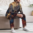 thumbnail image 6 of KLL Maple Leaf Meditating Squirrel Sleepwear Mens Flannel Pajamas,Long Cotton Pj Set, 6 of 7