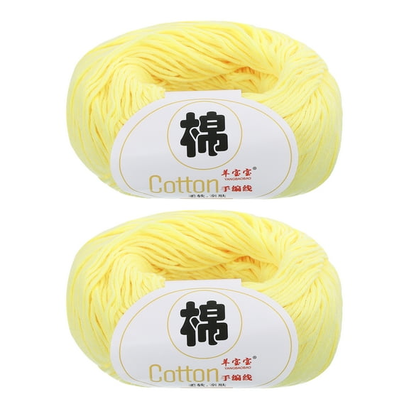Uxcell 100% Cotton Yarn, 2 Packages of 100g/3.53oz(Per Skein 50g/137yards)/Yellow