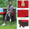 thumbnail image 6 of Patiojoy 3PCS Patio Wicker Rattan Bar Set Table w/2 Red Cushioned Stools, 6 of 9