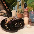 thumbnail image 3 of Bandeja decorativa útil y práctica bandeja de madera con forma de luna, redonda, para aromaterapia, aceite esencial, color negro, 3 of 5