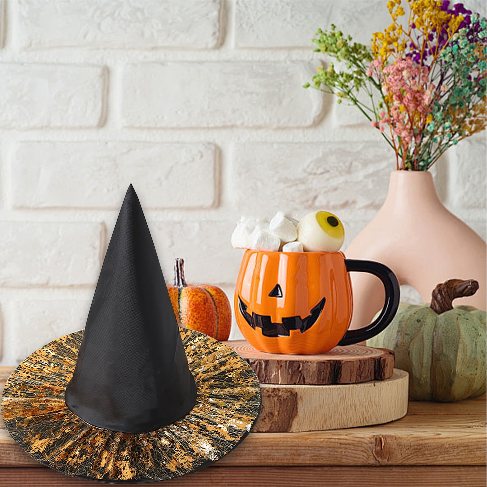 Darzheoy Halloween Witch Hat with Tulle and Sequins