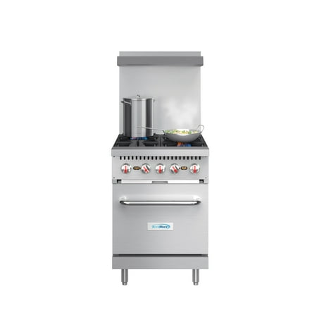24 in. 4 Burner Commercial Natural Gas Range with Oven in Stainless-Steel (KM-CR24-LP)