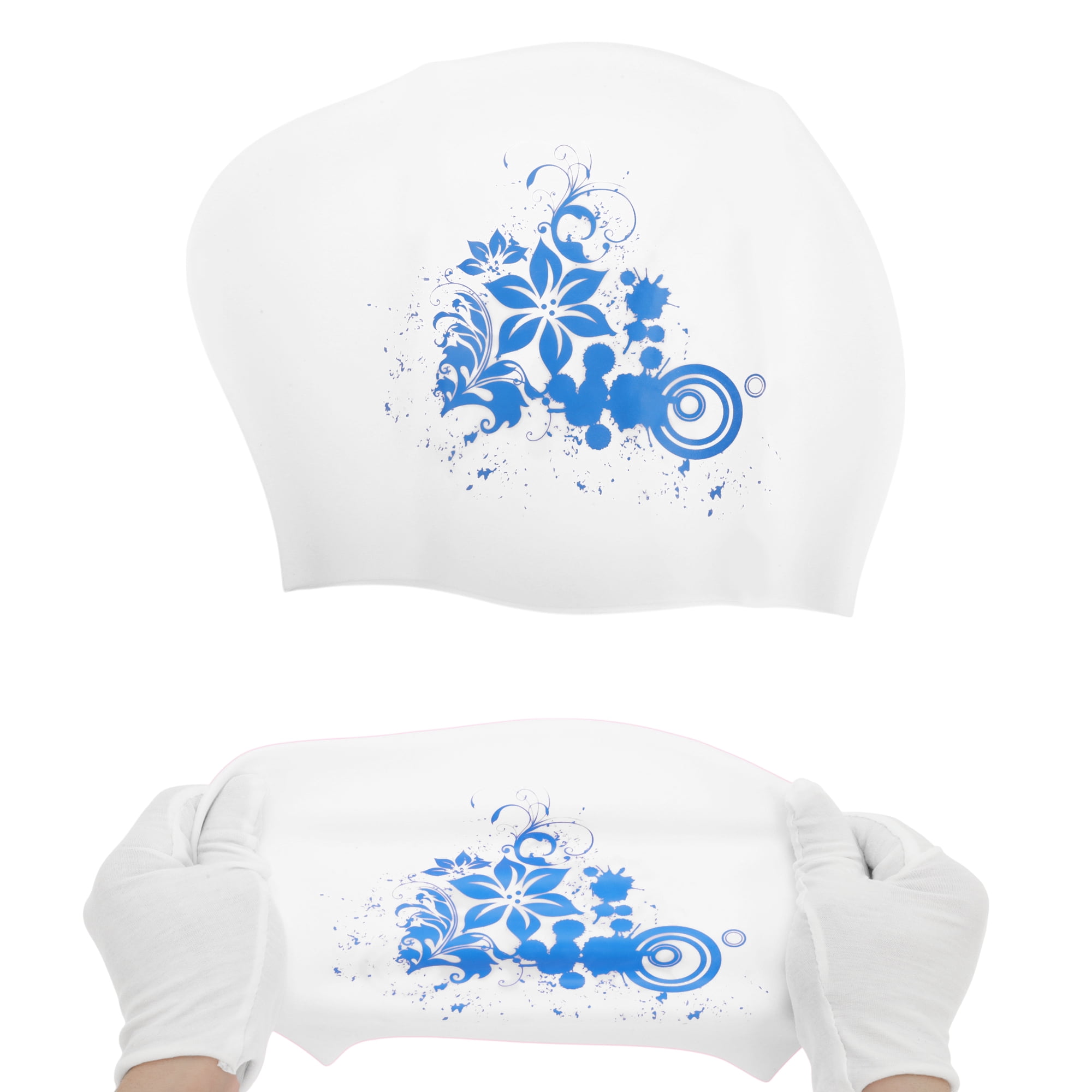 Unique Bargains Floral Pattern Swim Cap 1Pc White