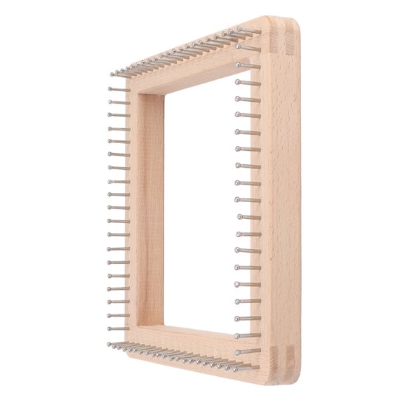 Knitting Board, Wooden Mini Square Knitting Tool with Non Detachable Hooks for Delicate Weaving, Perfect for DIY Projects and Skill Improvement, Solid Wood Material