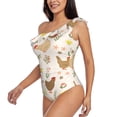 thumbnail image 2 of Wukai Chicken Family Chic One Shoulder Swimwear with Ruffle Design and Tummy Control Skirt: Fashionable, Supportive, Comfortable for Beach-Large, 2 of 7