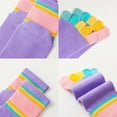 thumbnail image 4 of Girls Seamless Socks Rainbow Stripes Five Finger Cotton Toe Socks Kids School Crew Socks 6 Pack, 4 of 7
