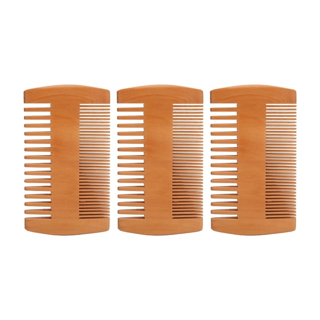 Kit de peine para barba de 3 uds, dientes anchos finos de doble cara, previene el peine de madera estático para el cuidado del bigote
