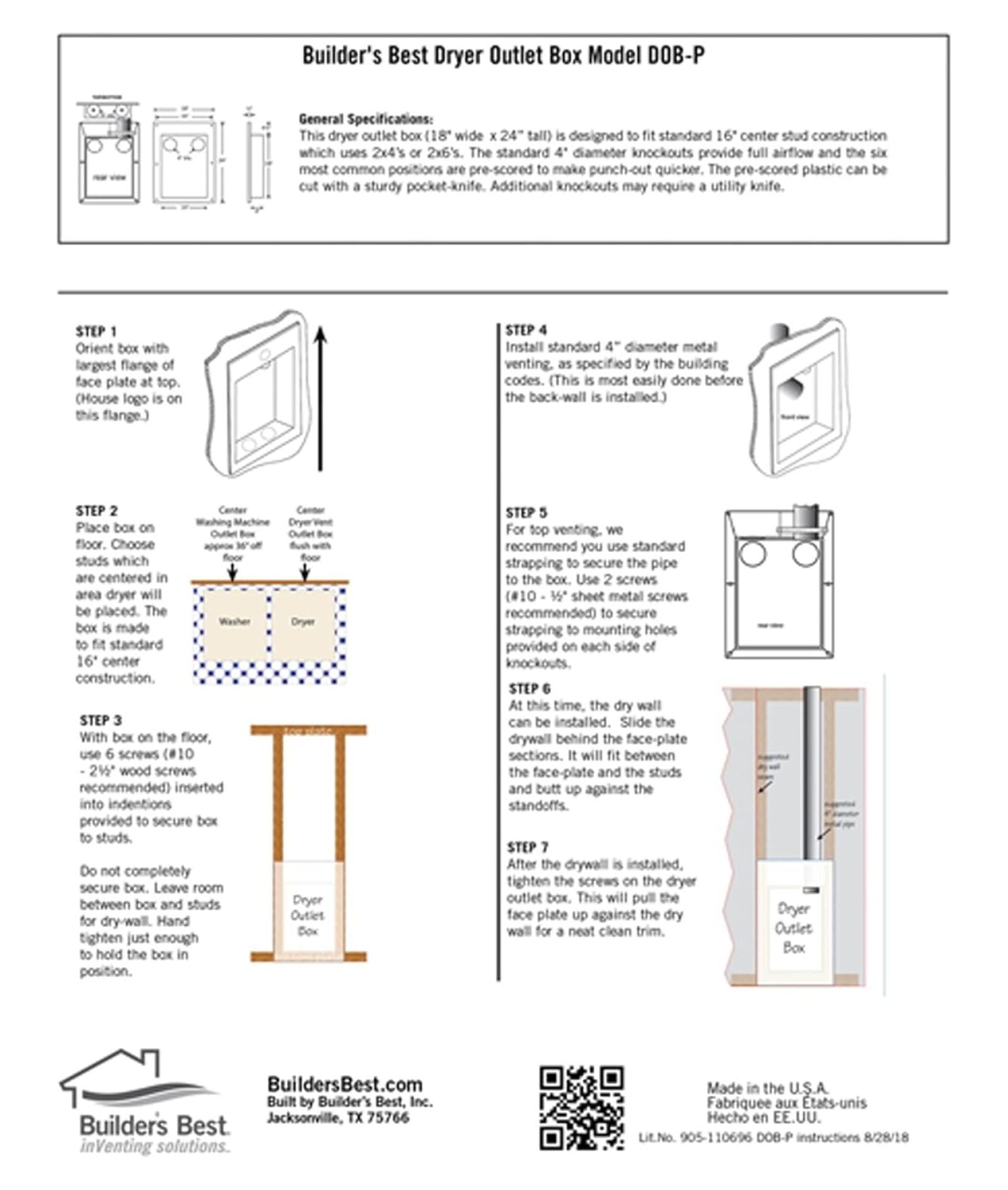 Saf-T-Duct Dryer Outlet Box, white