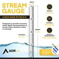 thumbnail image 2 of AdirPro 4" Wide Stream Gauge - Heavy Duty Staff Gauge - All Weather Gauge - Water Depth Gauge - Flow Meters, Feet/Inches Graduation (0-4'), 2 of 4