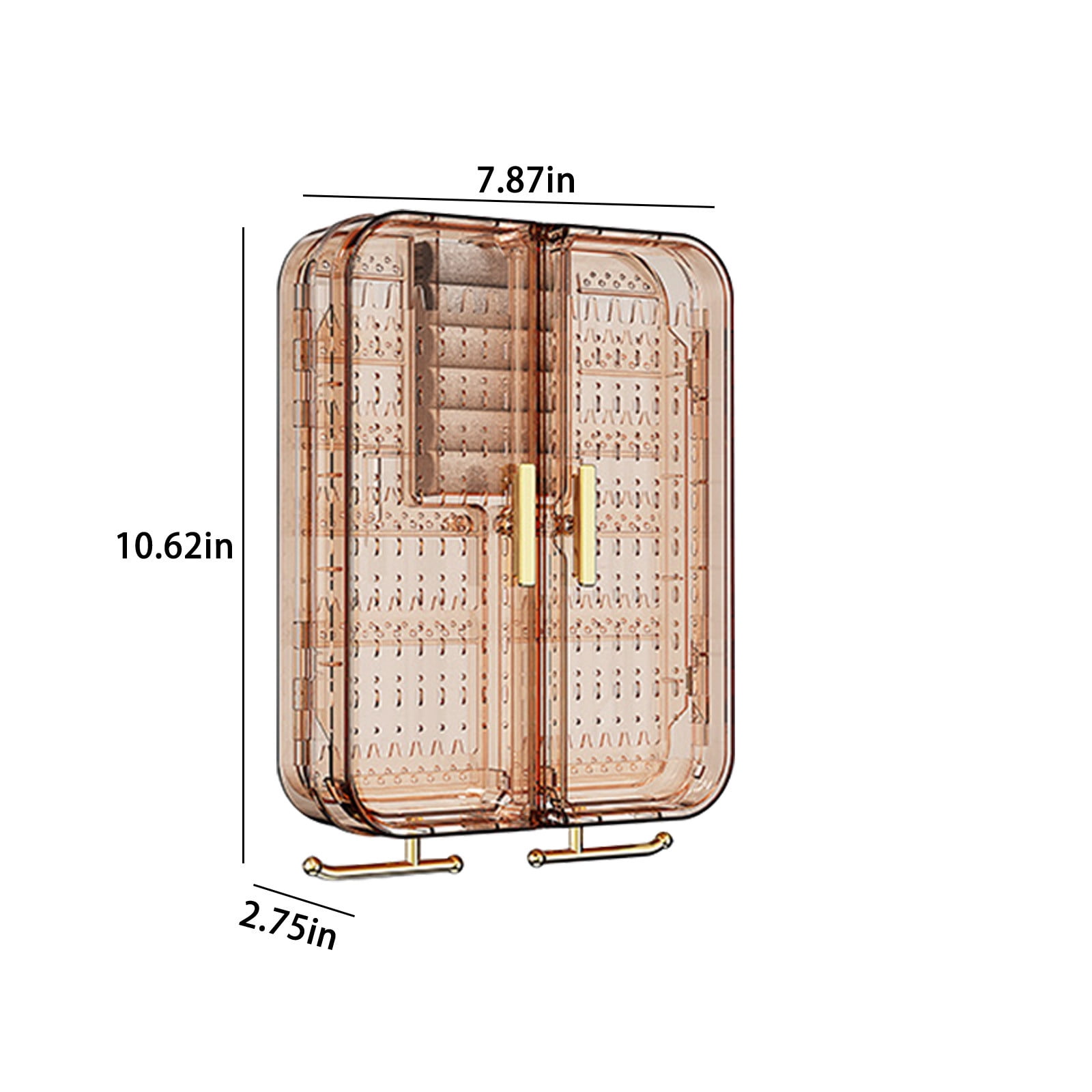 Foqnuq Wall Mounted Jewelry Organizer Hanging Box | Transparent Necklace Holder | Earring & Ring Storage Rack | No Punching | Decorative Display for Home