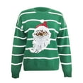 thumbnail image 5 of Sequin Santa Christmas Sweaters for Women 2025 Long Sleeve Crewneck Loose Striped Pullover Sweater Jumper Tops, 5 of 6