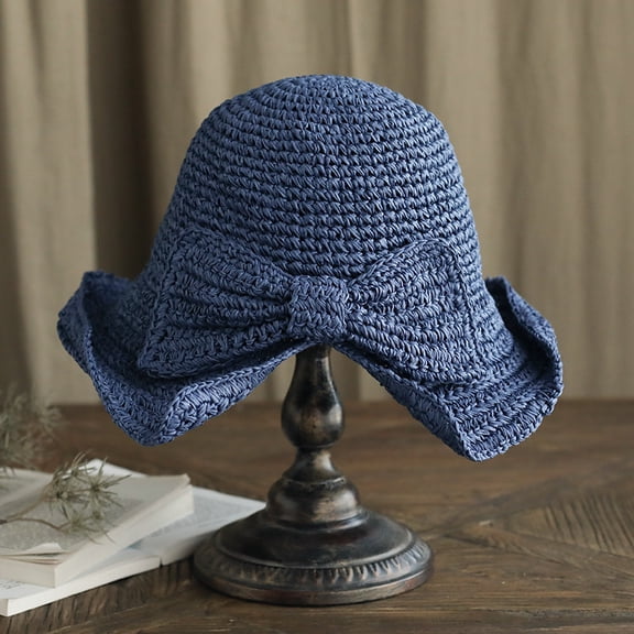 Kukuzhu Small Straw Hat Female Summer Sunscreen Hat, Beach Hat Bow, Fisherman Hat Can Fold The Sun Hat Sun Hat