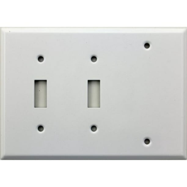Two Toggle Switches One Blank, 3 Light Switch Cover White