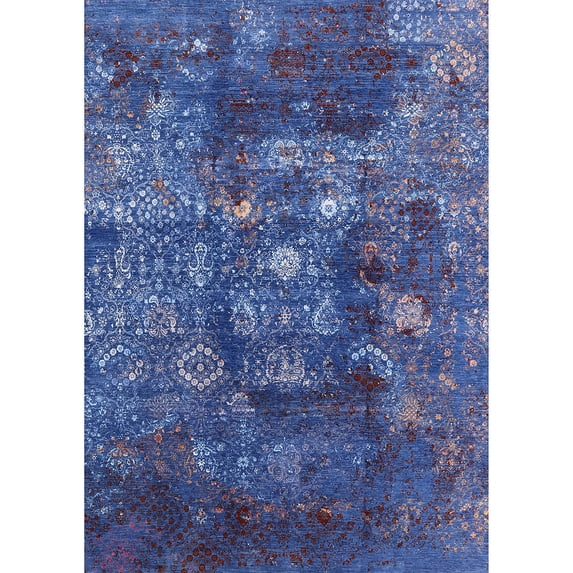 Ahgly Company Machine Washable Indoor Rectangle Industrial Modern CornflowerBlue Area Rugs, 6' x 9'