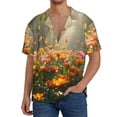 thumbnail image 1 of Fotbe Butterflies In Flower Field Camisa Estampada de Manga Corta para Hombre, Casual de Verano, Estilo Playero, Sin Arrugas-Small, 1 of 5
