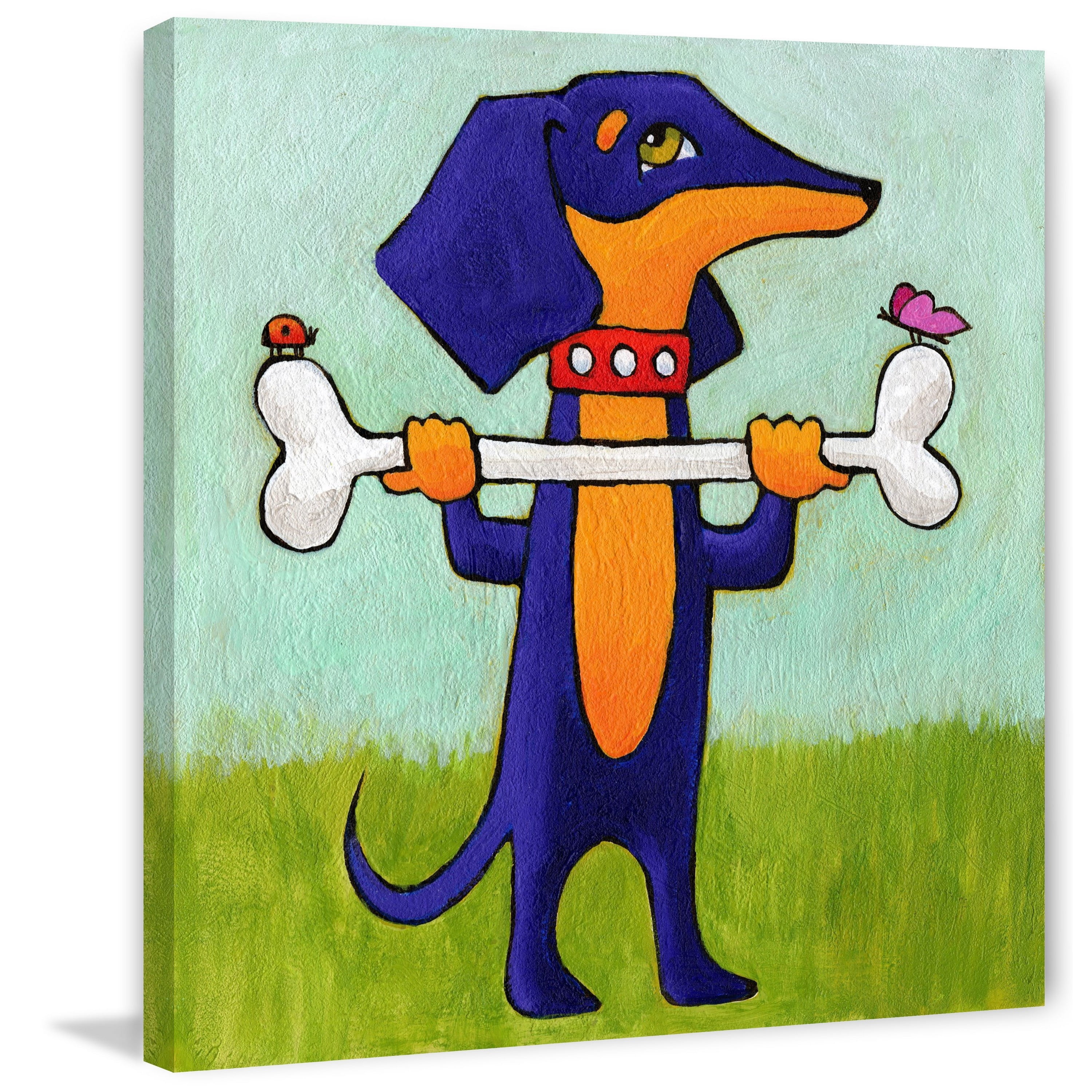Marmont Hill "Give a Dog a Bone" by Janet Nelson Painting Print on Wrapped Canvas