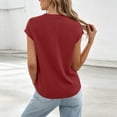 thumbnail image 3 of hoksml Women's Cap Sleeve Blouse, V Neck Henley Casual Shirt with Pockets, Loose Fit Work Tops for Office Daily Wear, 3 of 6