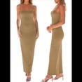 thumbnail image 2 of Vestido Ajustado con Tirantes Finos para Mujer, Informal, de Verano Caqui XL, 2 of 8
