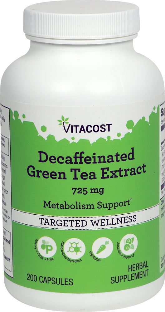 Decaffeinated Green Tea Extract 725 Mg 200 Capsules