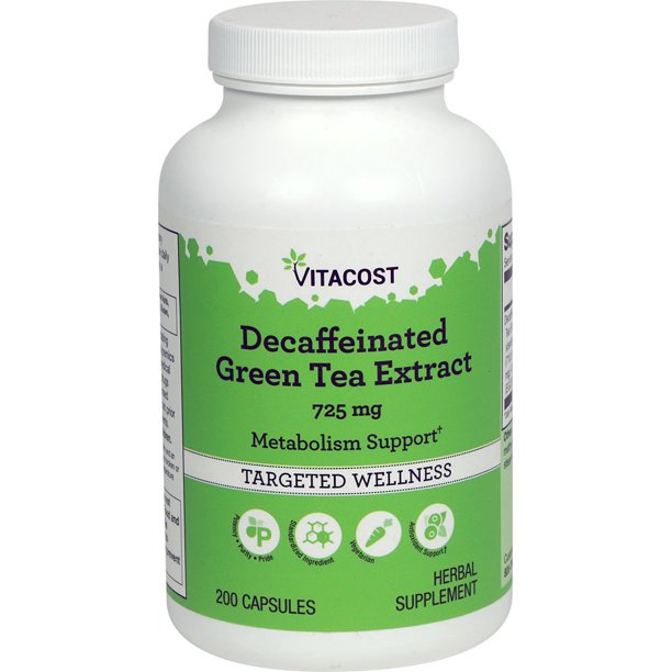 Decaffeinated Green Tea Extract 725 Mg 200 Capsules