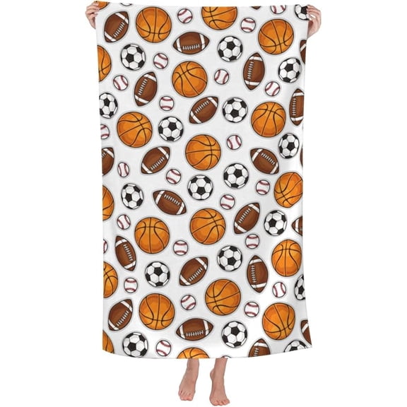 52x32in Cute Ball Fun Sport Beach Towel Quick Dry Bath Towels for Bathroom Soft Sand Free Beach Towels Summer Essentials Travel Swimming Decor Gifts for Men Boys