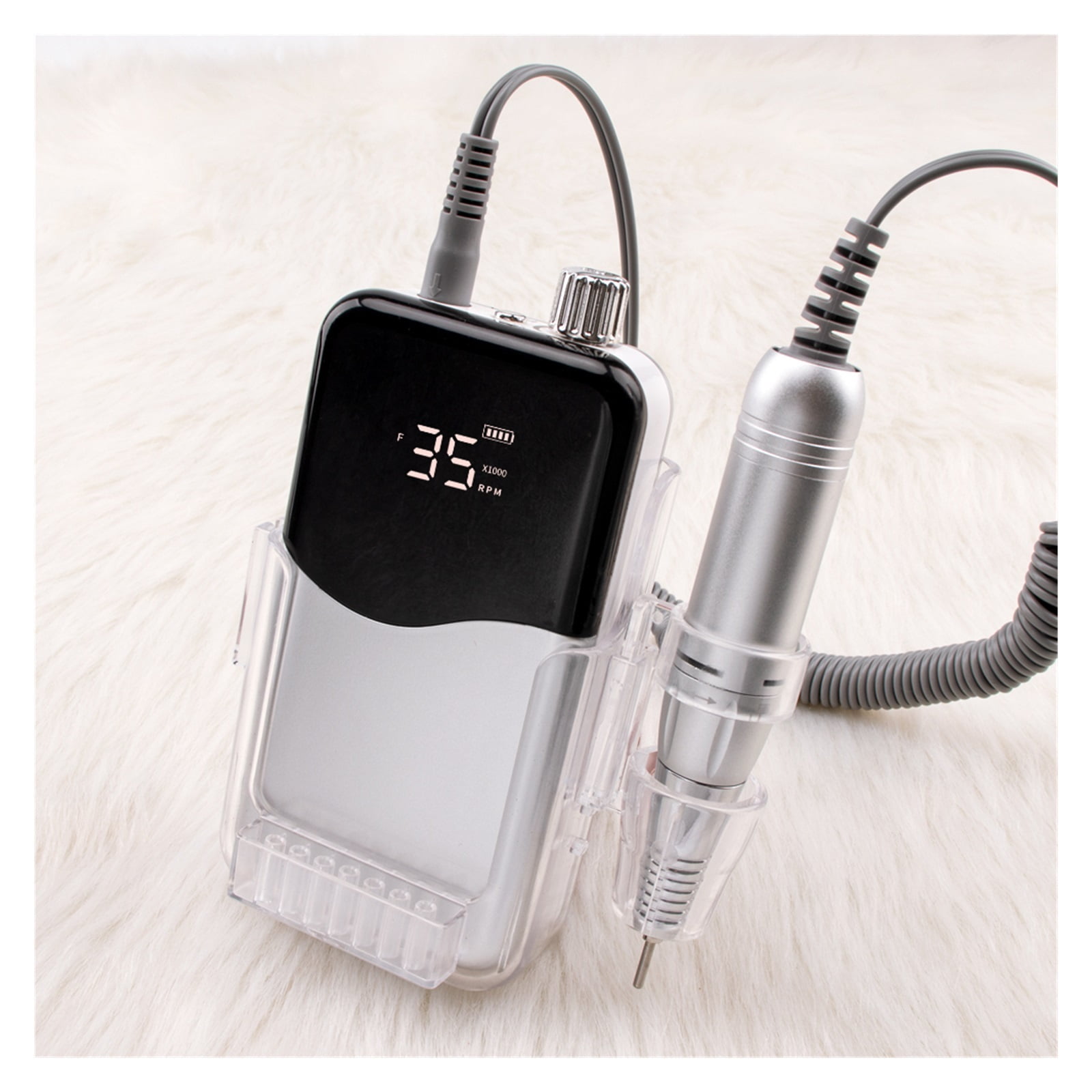 Wave Desktop Cordless Base Electric Nail Drill Machine 35000rpm Drill Set For Manicure Pedicure Rechargeable Battery Wireless ,Lightweight and Portable