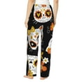 thumbnail image 3 of Xecao Cat Skulls and Flowers Women's Straight Lounge Pajama Pants: The Epitome of Relaxed Sleepwear, 3 of 9