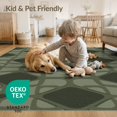 thumbnail image 4 of ODIKA 6'x9' Olive Green Geometric Diamond Medallion Washable Area Rug Interlocking Quatrefoil Pattern Contemporary for Dining Room, Under Table, Office Décor, Non-Slip Chair-Friendly, 4 of 7
