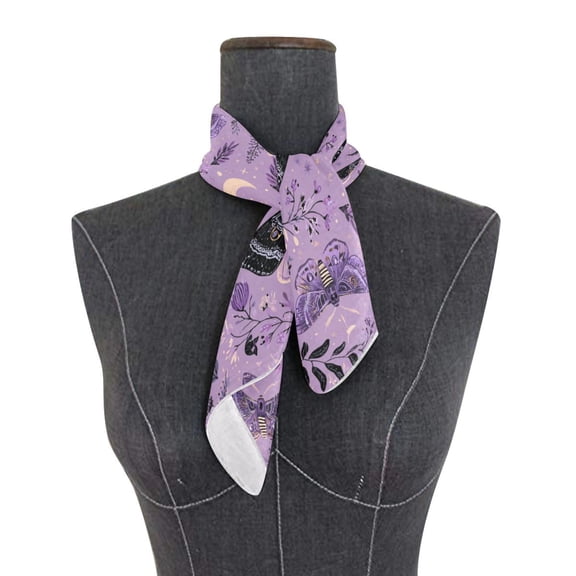Square Scarf 24x24 Inch Purple Moths Silky Satin Sun Protection Neck Scarf for Women Multi-Purpose Head Wrap Bandana for Hair Bag Decoration