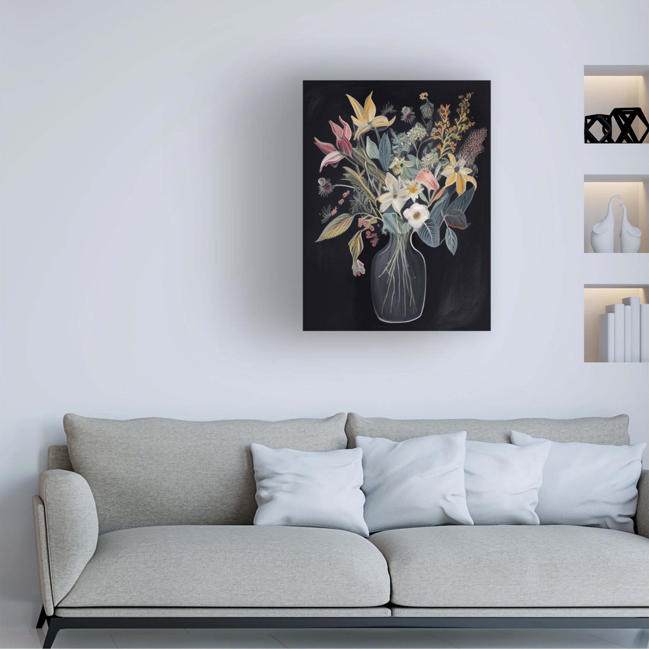 Canvas Wall Art - Sasha 'Flowers of the Night II' Wall Art for Living Room, Bedroom, or Office Décor by Trademark Fine Art - 14 x 19 Inches