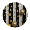 thumbnail image 4 of HAOXIT Golden Polka Dots On Black White Stripes Seamless Round Dinner Tablecloth,Washable Spill Proof Table Cloth, Table Cover for Kitchen Dining Room Party,Desk Clothes for Indoor &amp; Outdoor 42-46, 4 of 8