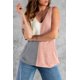 thumbnail image 3 of ABPHQTO Camiseta de tirantes de mujer de punto color block rosa, 3 of 5