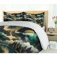 thumbnail image 5 of Ambesonne Lake Duvet Cover Set, Clouds Mountains Geometric Art, Calking, Teal Earth Yellow Grey, 5 of 6