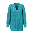 thumbnail image 4 of Arlun Women's Winter V-Neck Long Sleeve Loose Cable Knit Sweaters Pullover Fashion Simple Comfortable Solid Color Relaxed Fit Drop Shoulder Tops Stylish Outwear Mint Green XXXXXL, 4 of 4