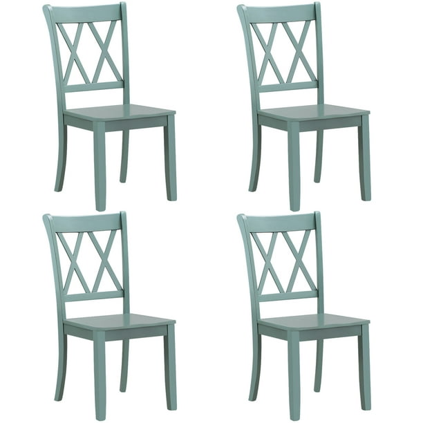 Gymax Set of 4 Wooden Dining Side Chair Armless Chair Home Kitchen Mint