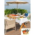 thumbnail image 4 of Outdoor Tablecloth with Umbrella Hole and Zipper, Thanksgiving Rectangle Table Cloth 52x70 Inch Waterproof Tablecloth, Fall Colorful Plaid Pumpkin Sunflower Leaf Picnic Table Cover for Patio Camping, 4 of 7