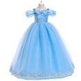 thumbnail image 2 of OBEEII Kids Girls Fairy Tale Princess Dress Sleeveless Tulle Spliced Dress Halloween Christmas Birthday Party Cosplay Dresses 130 Blue, 2 of 5