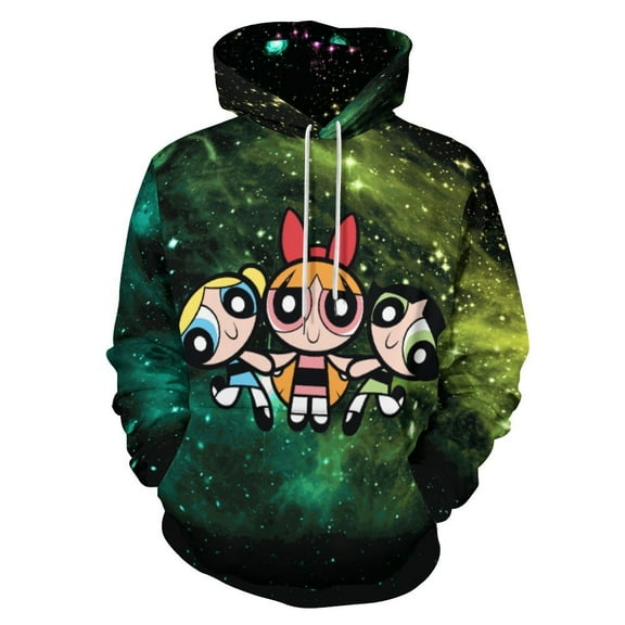 The Powerpuff Girls Unisex Sweatshirts Loose Pullover Sweater Hooded Hoodie 3D Printing Jacket Winter Fall Clothes S