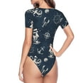 thumbnail image 4 of Gaeub Vintage Marine Women'S Short Sleeve One Piece Swimsuit Sexy High-Waisted Bodysuit For Swimming, Beach, Sports - Medium, 4 of 9