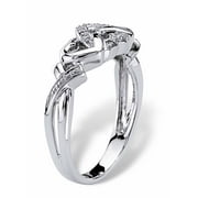 PalmBeach Jewelry Diamond Accent Interlocking Hearts Promise Ring in 18K Gold or Platinum Plated Sterling Silver