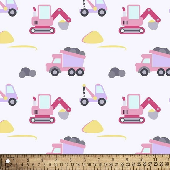 Baby Construction Pink Flannel Fabric