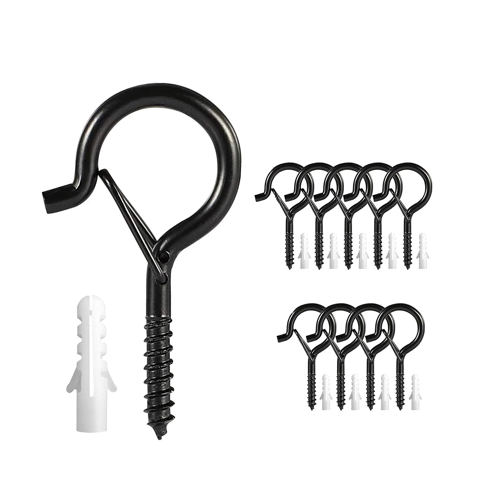 10pcs Hanging Hooks Q Shaped Iron with Expansion Screws Wall QHanger