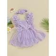 thumbnail image 5 of nvzhuang Baby Girls Romper, Summer Sleeveless Lace Casual Party Street Bodysuit Tops + Head Band, 5 of 9