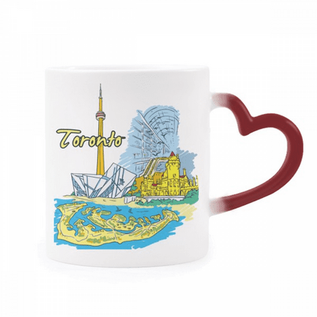 

Canada Flavor Toronto Scenery Landmark Heat Sensitive Mug Red Color Changing Stoneware Cup