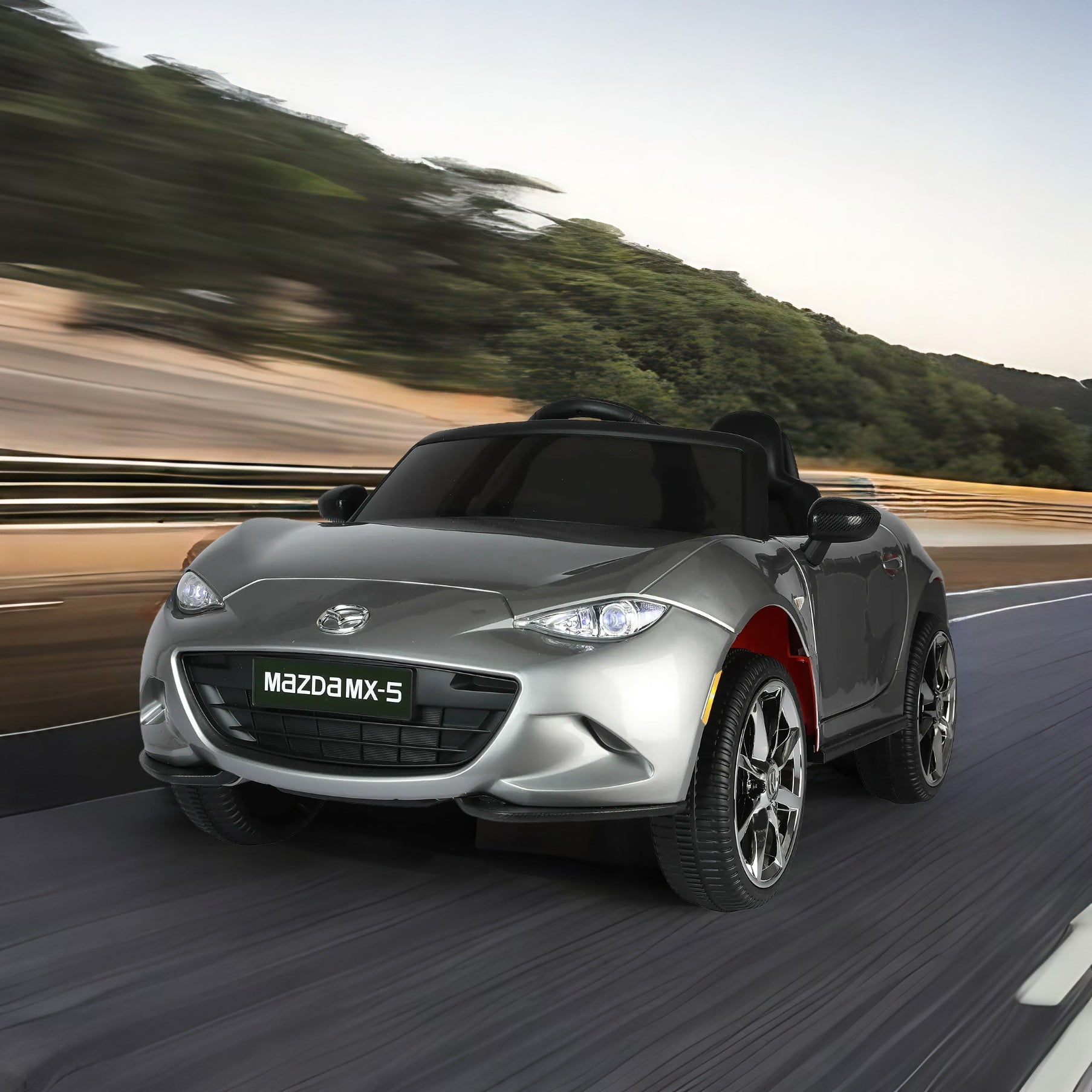 Resenkos Licensed MAZDA MX-5 RF Electric Vehicle, 12V Kids Ride On Car 2.4G with Parents Remote Control, Three Speed Adjustable, Grey