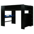 thumbnail image 5 of Harper & Bright Designs Full Size Gaming Loft Bed with Height-adjustable Desk & RGB Lights, Full Wood Loft Bed Frame with Wardrobe & Storage Shelves, Blue, 5 of 18