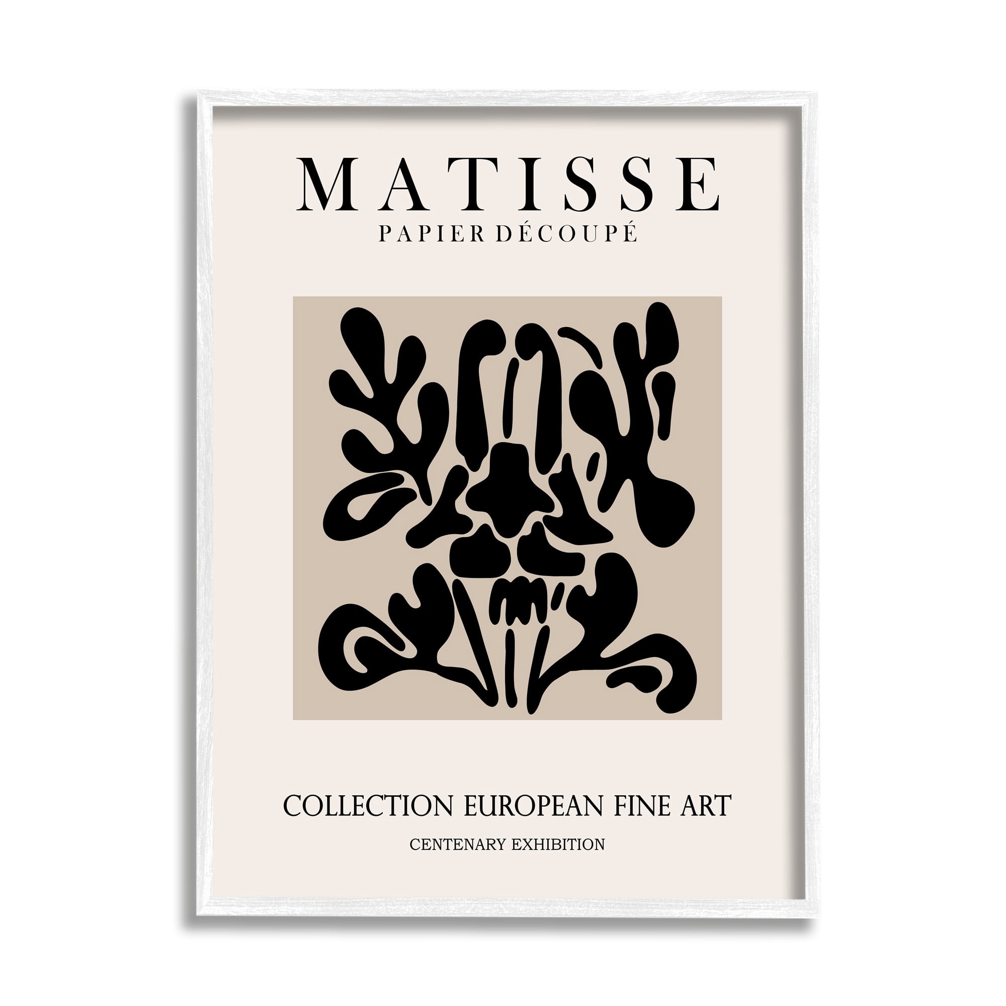 Stupell Industries Abstract Contemporary Black Floral Design Matisse Typography Framed Wall Art, 24 x 30, Design by Ros Ruseva