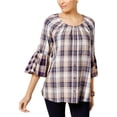 thumbnail image 1 of Style & Co. Blusa de cuadros múltiples para mujer, Púrpura, XS, 1 of 1