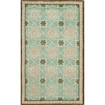SAFAVIEH Newport Belinda Geometric Cotton Area Rug, Teal/Ivory, 3'9" x 5'9"