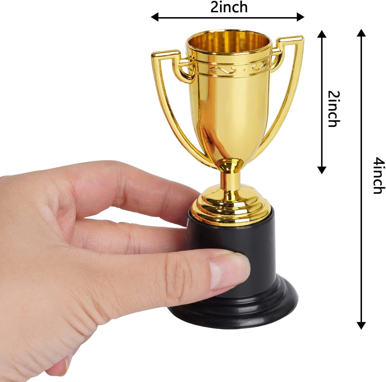 24 Pack Mini Gold Award Trophy Cup for Kids and Adults, 4 Inch Plastic Trophies for Sports, Party Favors, Tournaments, Competitions